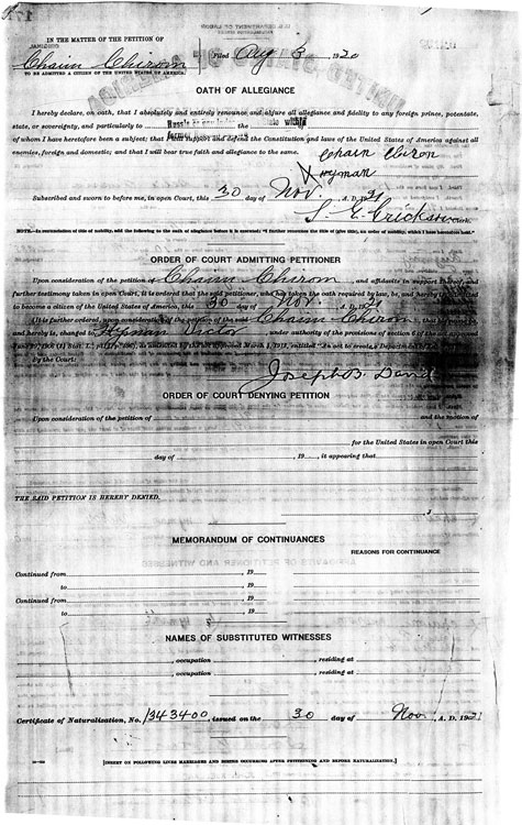 Order of Court Admitting Petitioner, 1921