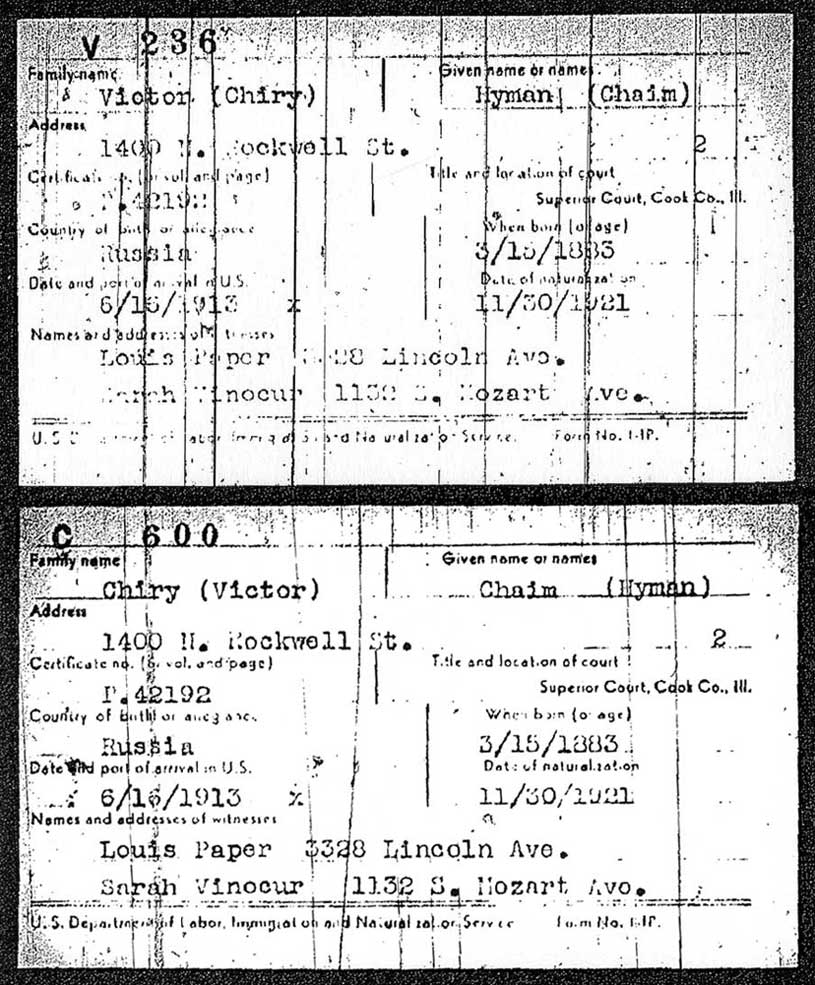 Naturalization Index Cards