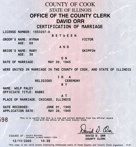Marriage Certificate, 1945