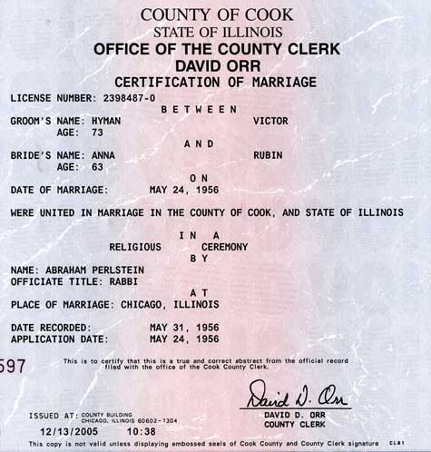 Marriage Certificate, 1956